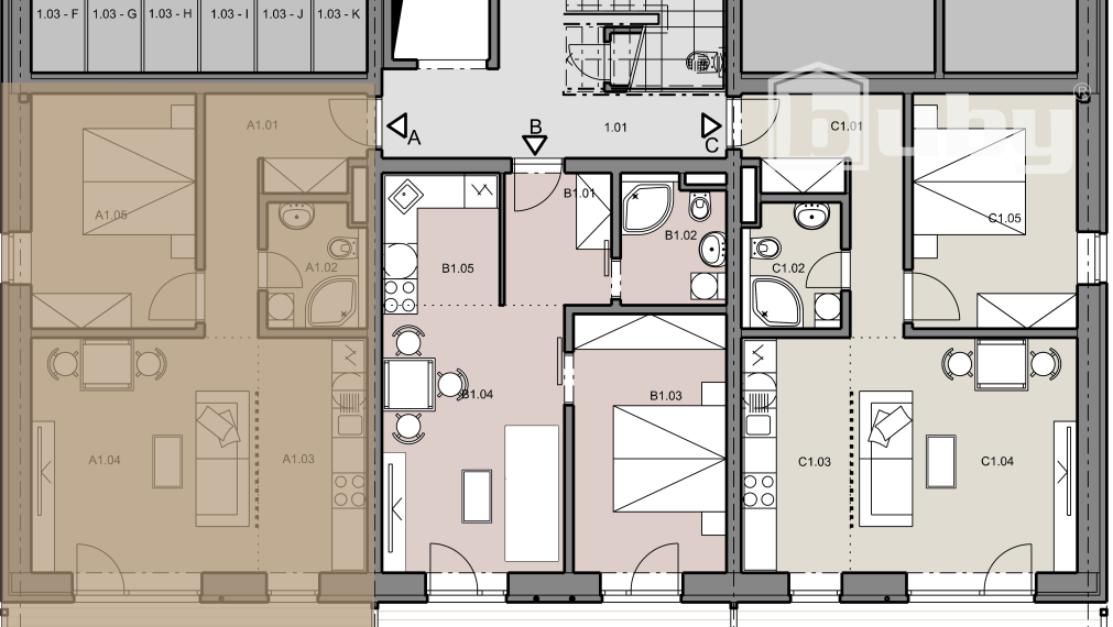 Na predaj 2 izbový byt s predzáhradkou, č. IIB_1A, v novostavbe, Martin - širšie centrum.