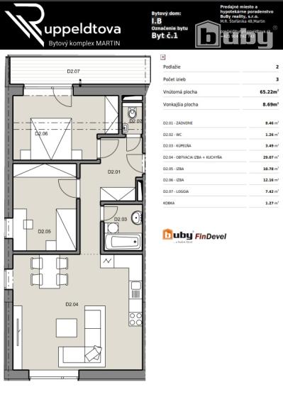 Na predaj 3 izbový byt č. IB_1D, v novostavbe, Martin - širšie centrum.