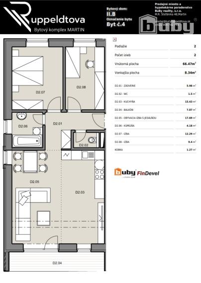 Na predaj 3 izbový byt, č. IIB_7G, v novostavbe, Martin - širšie centrum.