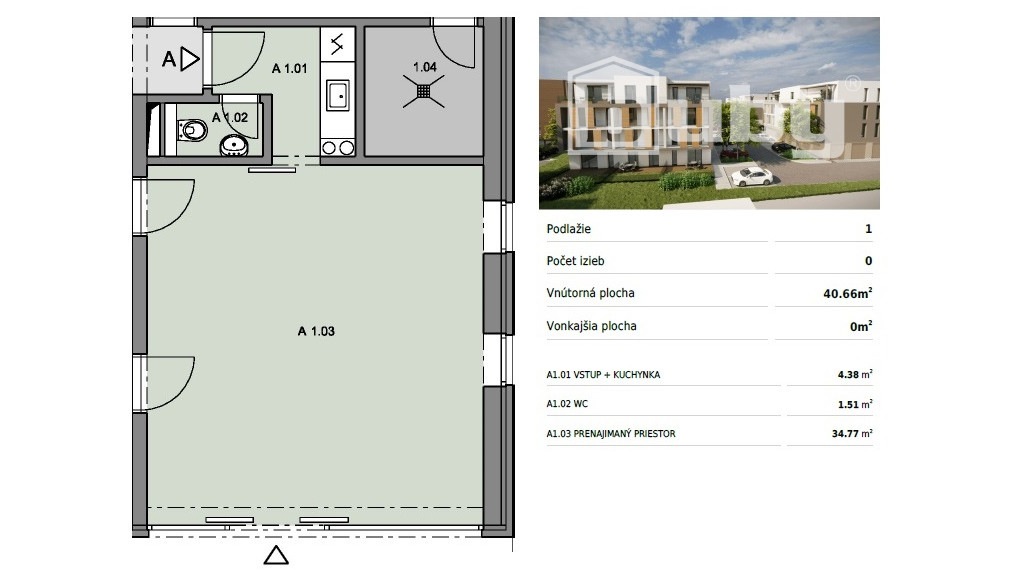 Na prenájom komerčný - nebytový priestor v novostavbe v Martine, na Ruppeldtovej ulici.