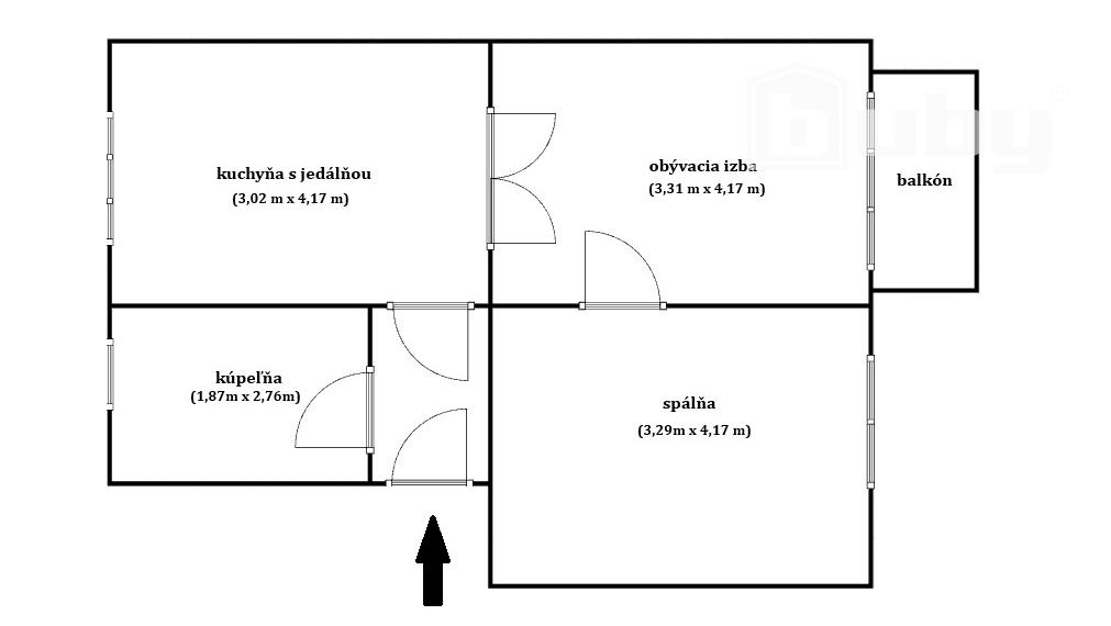 Predám 2 izbový byt v centre Martina, kompletná rekonštrukcia.
