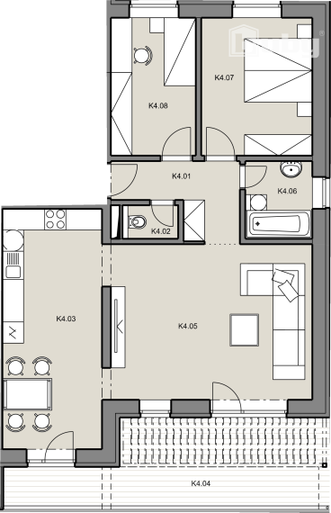 Novostavba 3 izbový byt s terasou, č. IIB_11K, Byty Ruppeldtova, Martin - širšie centrum.
