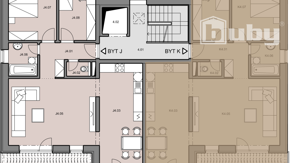 Novostavba 3 izbový byt s terasou, č. IIB_11K, Byty Ruppeldtova, Martin - širšie centrum.