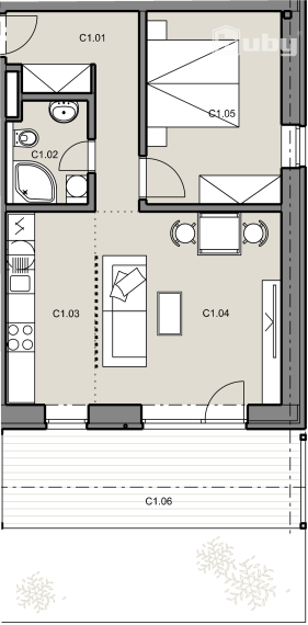 Na predaj 2 izbový byt s predzáhradkou, novostavba: Byty Ruppeldtova, Martin.