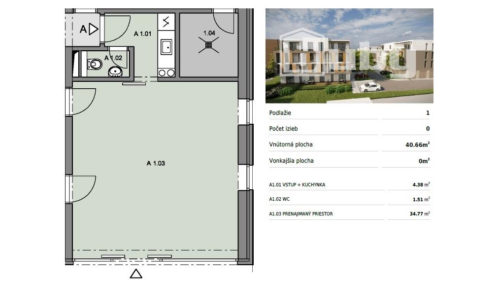 Nebytový / komerčný priestor na predaj, novostavba, Martin - Ruppeldtova ulica.