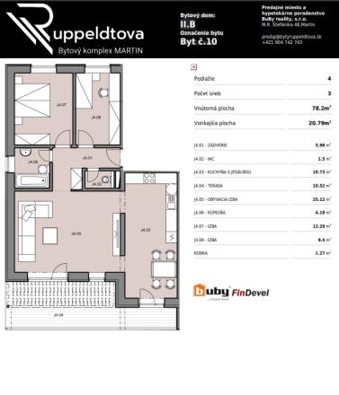 Na predaj 3 izbový byt s terasou, č. IIB_10J, v novostavbe, Martin - širšie centrum. - fotografia 5